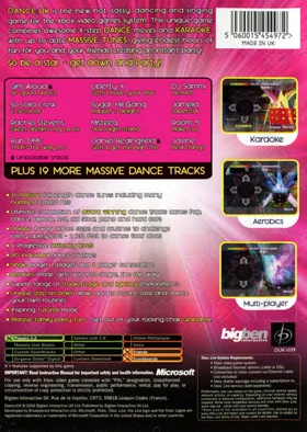 Dance UK (Europe) box cover back